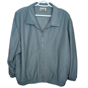 Vintage Teddi Seafoam Teal Green Collared Zip Up Golf Jacket XL Mens Unisex
